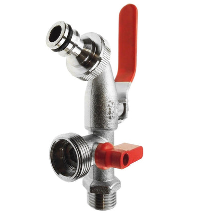 High Quality 1/2" BSP Double Outlet Garden Tap Brass Nickel Plated Automatic
