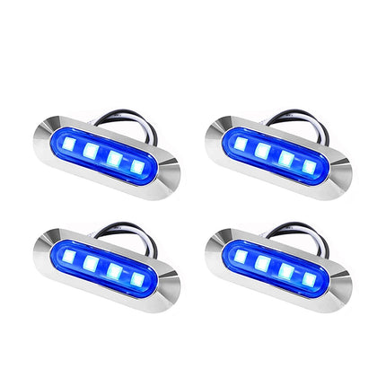 4X Blue LED Courtesy Lights 12V 24V Marine Boat Cabin Deck Stair Walkway