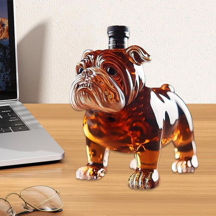 Funny Bulldog-Shaped Whiskey Bottle, Unique Glass Liquor Decanter