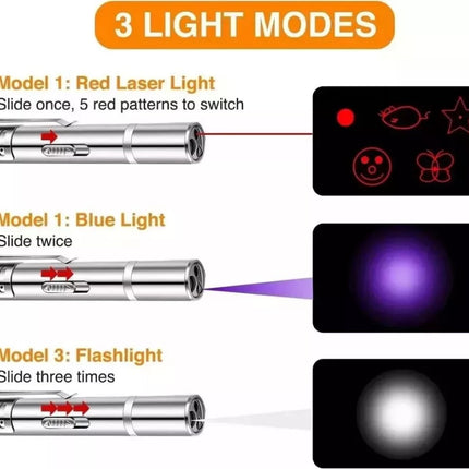 7 in 1 USB Rechargeable Laser Pointer UV Multi Beam Cat Dog Pet Toy