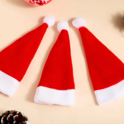 10PCS Red Hat Santa Cutlery Bags Xmas Knife Fork Holder Decoration