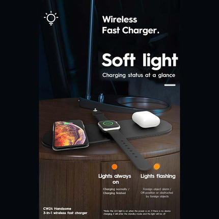 3 in 1 Wireless Charging Dock Station for Watch Phone Earphones
