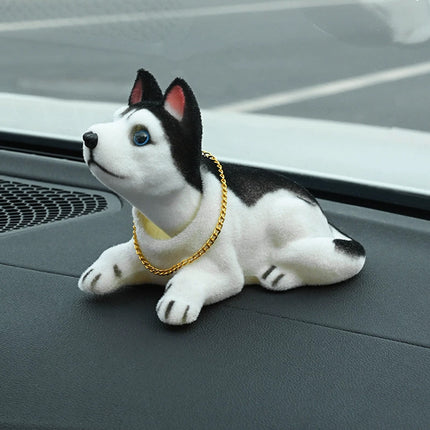 Shiba Husky Nodding Bobble Puppy Dog Toy, Swing Head Moving Car Home Decor