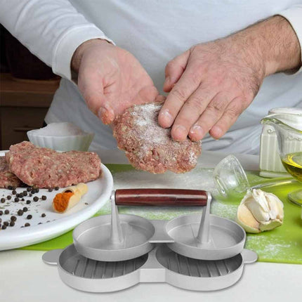 Double Burger Press Hamburger Maker Non-Stick Aluminium Beef Patty BBQ