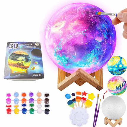 DIY 3D Moon Lamp Kit for Ages 3-12, Paint Your Own Cool Gift for Boys Girls