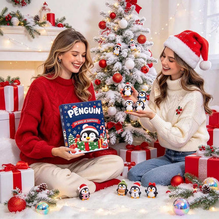 24 Days Christmas Countdown 3D Penguin Theme Animal Figure Decors