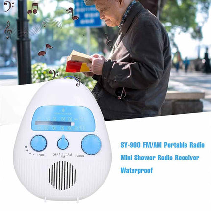 Portable Waterproof Shower Radio FM/AM, Music for Bathroom Bath