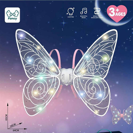 LED Light Up Butterfly Fairy Wings with Music for Girls Women