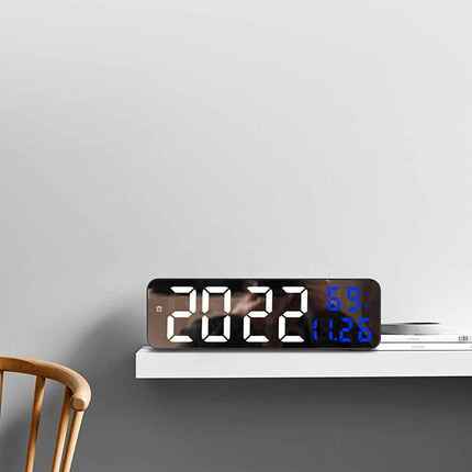 LED Digital Wall Clock, Large Screen with Time, Temperature & Humidity Display