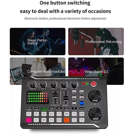 Portable Live Sound Card Audio Interface with DJ Effects & Voice Changer