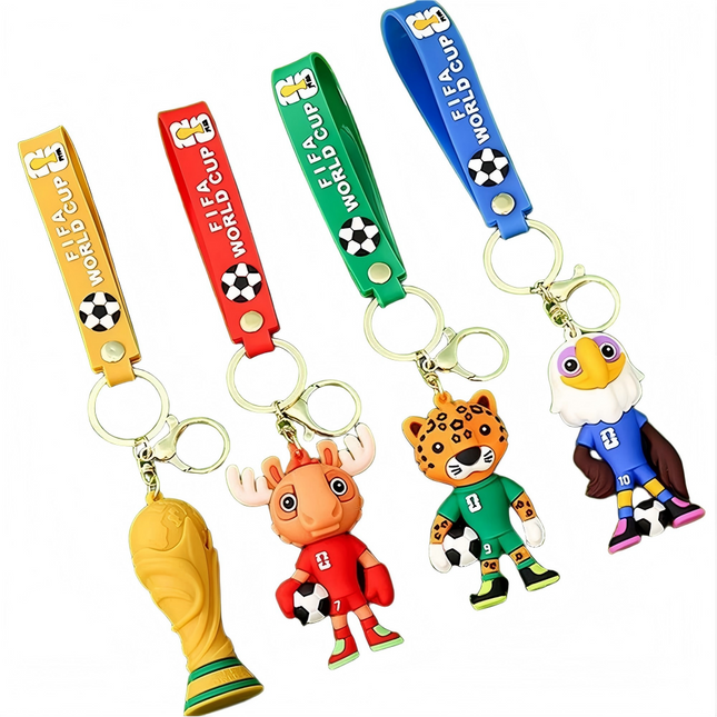 4 Pack 2026 World Cup Mascot Pendant Football Keychain Keyrings