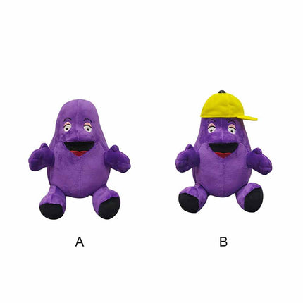 22cm Purple Eggplant Plush Doll with Yellow Hat, Cute Collectible Toy