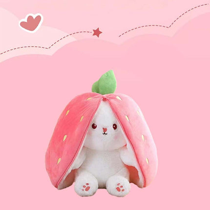 18cm Strawberry Bunny Plush Doll Soft Hide-and-Seek Toy Gift