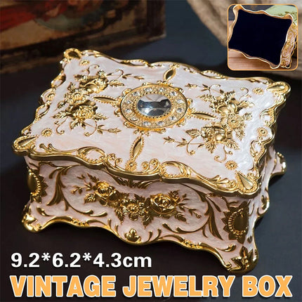 Vintage Alloy Jewellery Box, Trinket Organiser Ring Necklace Storage Case Gift