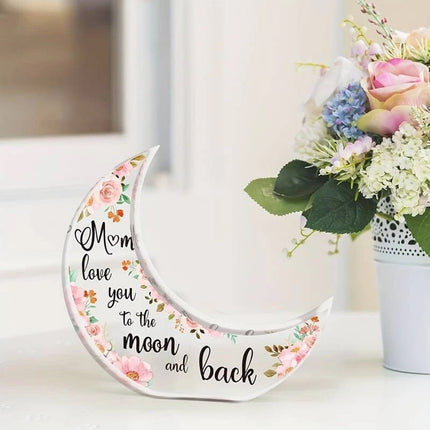 Mum Moon Shaped Acrylic Plaque Christmas Mothers Day Xmas Gift