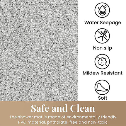 2X Anti Slip Loofah Shower Rug, Non Slip Bathroom Mat Carpet Water Drains