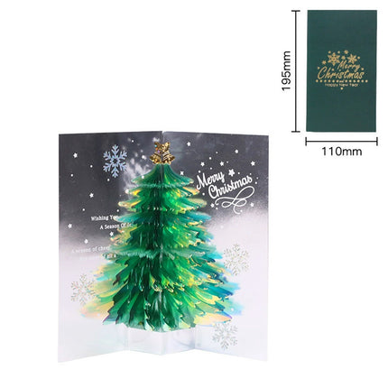 3D Tree Pop Up Christmas Card, Merry Xmas Holiday Greeting Blessing