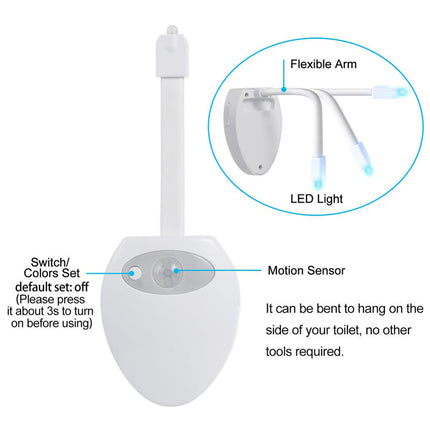 16 Colors USB Toilet Bowl Night Light with UV & Motion Sensor, Waterproof