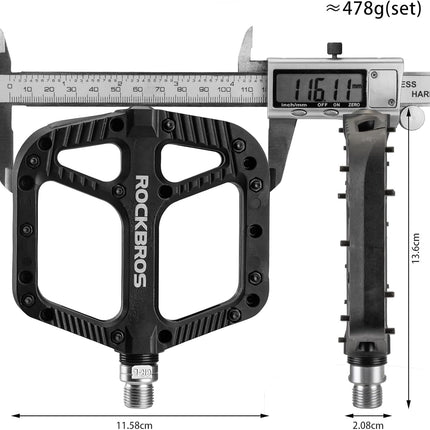 ROCKBROS Nylon Composite MTB Pedals, 9/16" Bearing, Wide Flat Platform