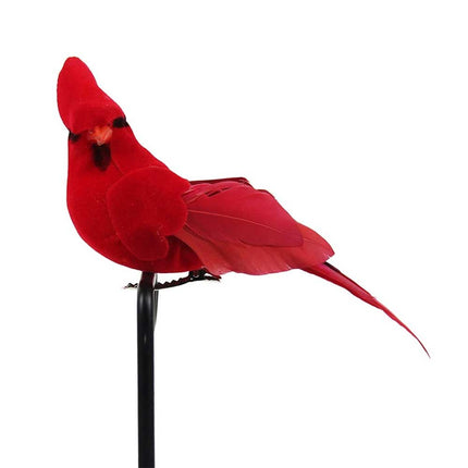 12PCS Clip-On Red Cardinal Ornaments, Feathered Realistic Home Decor
