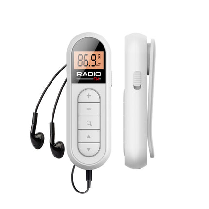 Portable Mini FM Radio with Clip, Rechargeable for Tour Guide & Racing