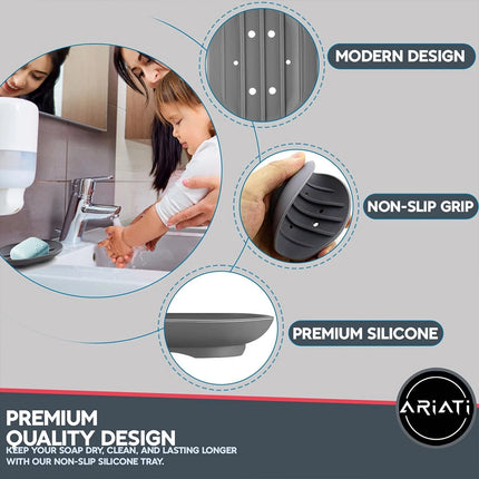 2-Pack Silicone Soap Holder with Drain Tray for Bathroom Dish
