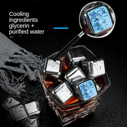 Reusable Stainless Steel Ice Cubes for Whiskey, Chilling Stones with Tong