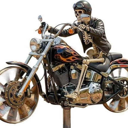 Motorcycle Wind Spinner Yard Garden Biker Windmill Rotating Wheels Flat 2D