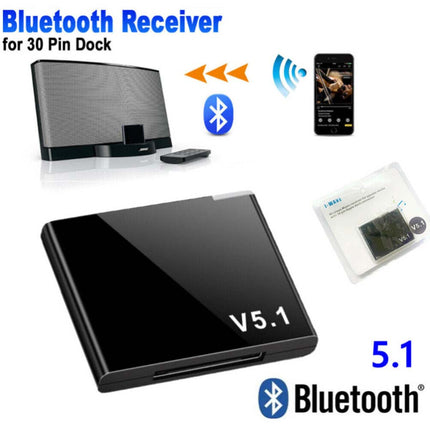 Bluetooth 5.1 30Pin Audio Receiver Stereo Adapter for iOS Bose SoundDock