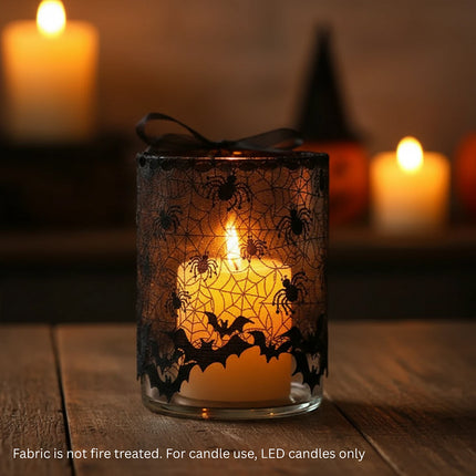 Halloween Lamp Shade & Fireplace Cover, Lace Cobweb Spider Gothic Decor