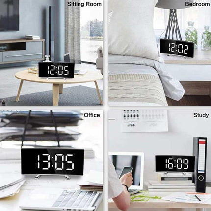 7 Inch Curved LED Digital Alarm Clock Dimmable Electronic Desktop Clock