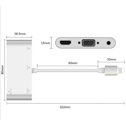 3 in 1 iPhone iPad HDMI VGA Audio Adapter for 13 12 Pro Max X XS XR