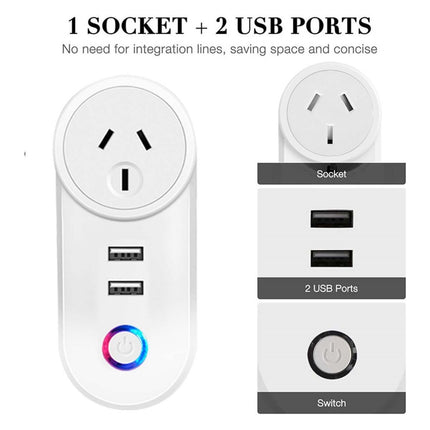 Smart Home WiFi Dual Socket Switch Adaptor, Works with Alexa & Google