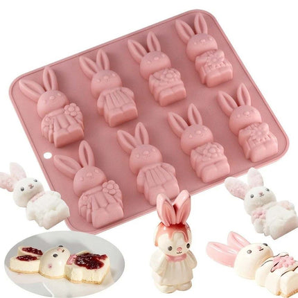 8-Grid Easter Bunny Baking Molds, Food Grade Baking Tools for Cakes