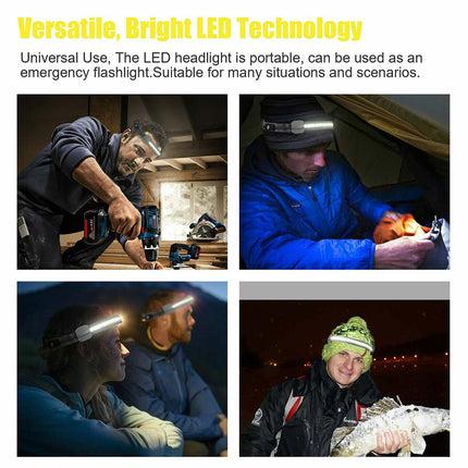 COB LED Headlamp with USB Rechargeable Head Band Lamp