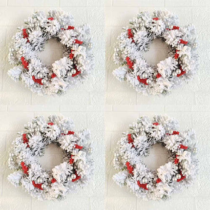 Christmas Snowy Red Berry Wreath Candle Ring Table Centrepiece 1Pc