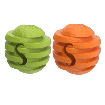 Durable Dog Chew Toy Treat Dispenser Interactive Orange 10cm