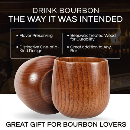 Original Wooden Whiskey Glass 240ml, Handcrafted Bourbon Drinking Cup