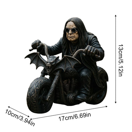 Retro Motorcycle Rider Statue Ozzy Figurine Desk Fan Decor