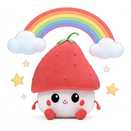 7 Colours Strawberry Lumi Buddy Nightlight, Wireless Bedroom Light 11cm Gift