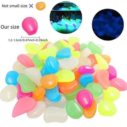 200PCS Glow in the Dark Garden Stones Luminous Outdoor Decoration Gifts