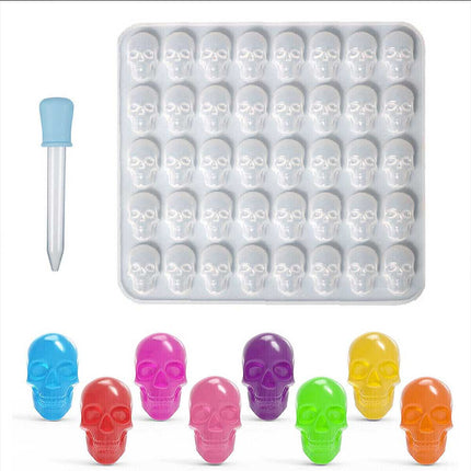 40 Cavity Silicone Halloween Skull Gummy Candy Jelly Mold Ice Tray