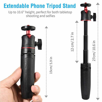 360° Mini Extendable Desktop 1/4 Tripod Photography Selfie Vlog Stand