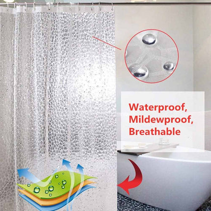 Waterproof EVA Bath Curtain 180x200cm, Mildew Resistant Shower Curtain