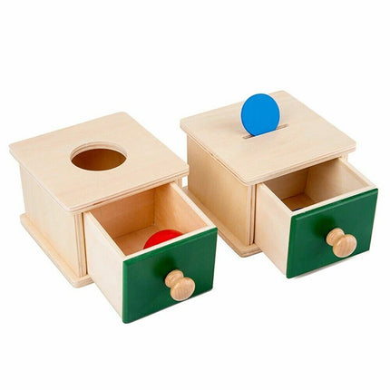 Wooden Object Permanence Box Coin Ball Toy Educational Early Learning