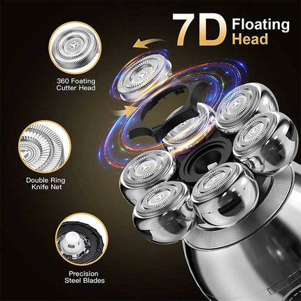 7 Head Electric Shaver Men Bald Beard Hair Skull Trimmer Remover Razor