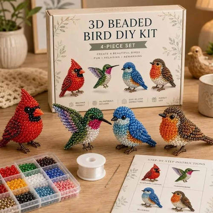 3D Beaded Animal DIY Kit – Cute Bead Embroidery Craft for Kids