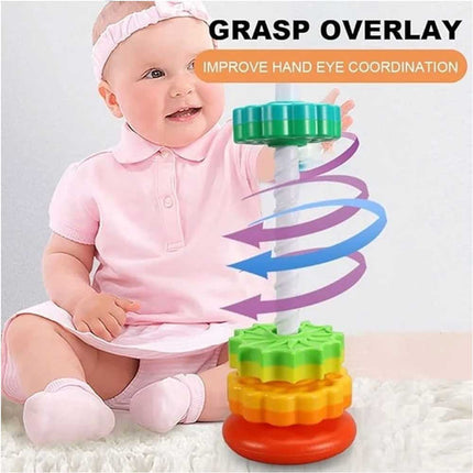Fun Spinning Rainbow Stacking Tower with Gears for Toddlers