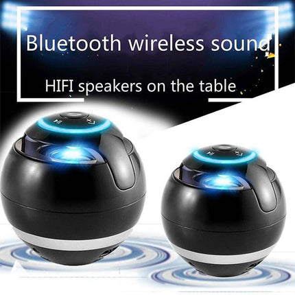 Portable Bluetooth Sphere Speaker, Mini LED Light, Outdoor USB Rechargeable