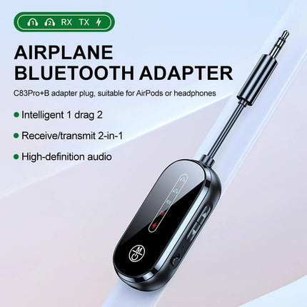 Wireless Bluetooth Transmitter for Airplane Audio Adapter Airpods Headphones
